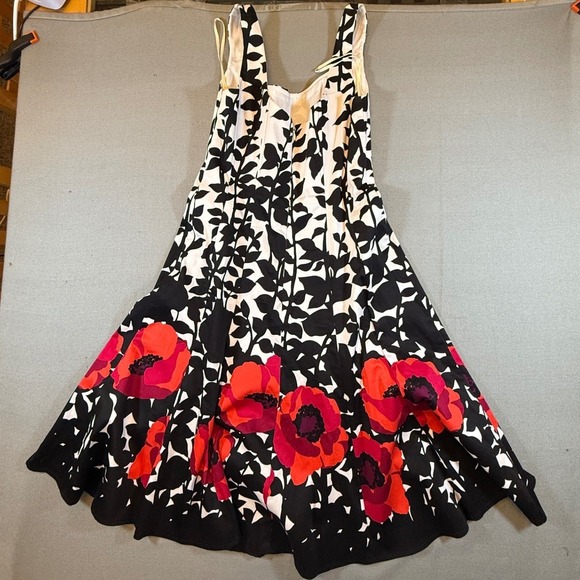 Jones New York Dresses & Skirts - Jones New York Dress 6 Black White Red Poppy Floral Fit Flare Midi Dress 1907